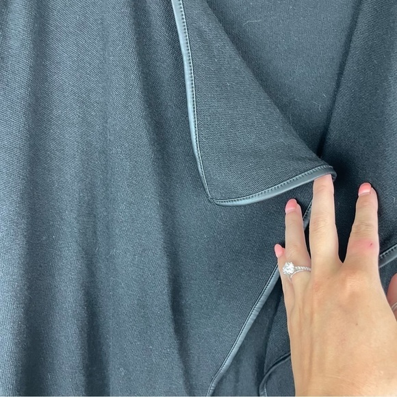 Zero Degrees Celsius black with faux leather trim asymmetrical cardigan - Picture 3 of 9